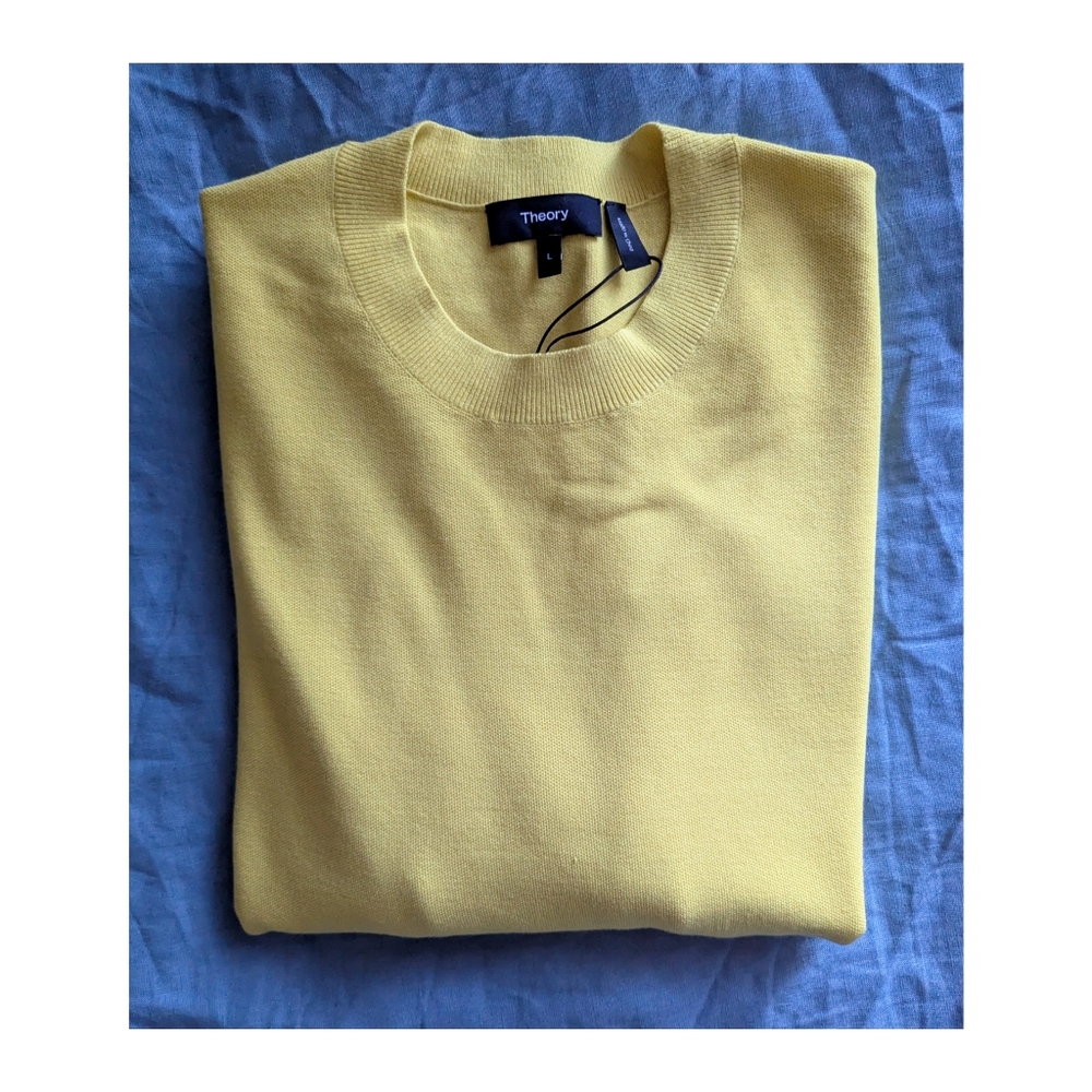 NWT Theory Bright Yellow Men's Pullover Sweater